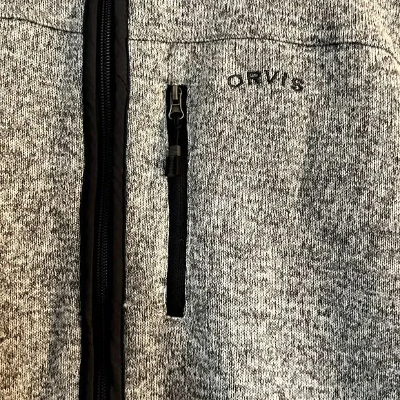 Orvis Vest Men's XXL Full Zip Heathered Gray Knit Outdoor Hiking Sweater Fleece - Picture 3 of 10